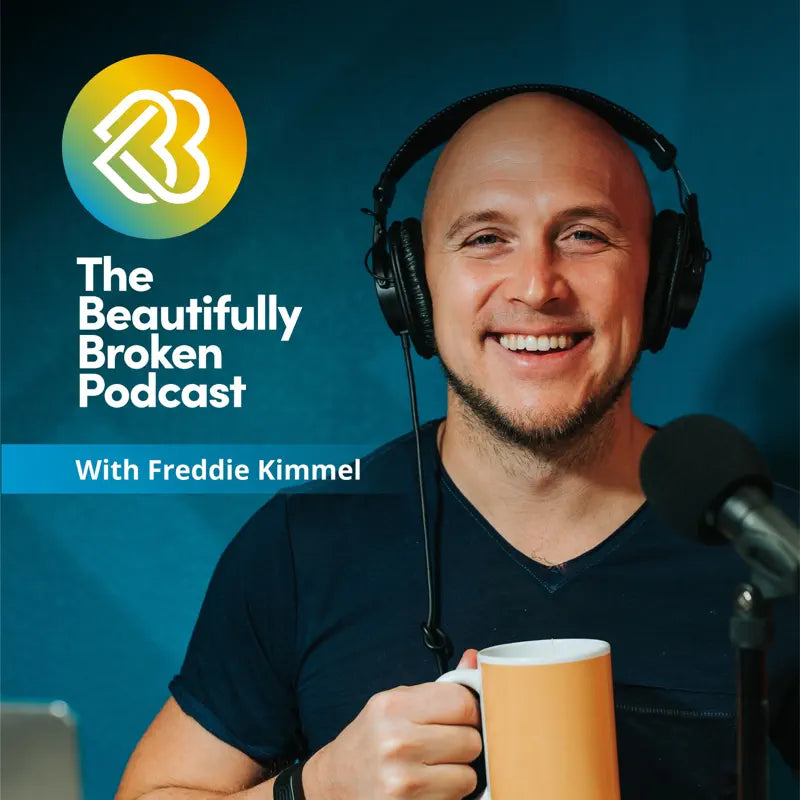 Logo image featuring Freddie Kimmel, the host of The Beautifully Broken Podcast.