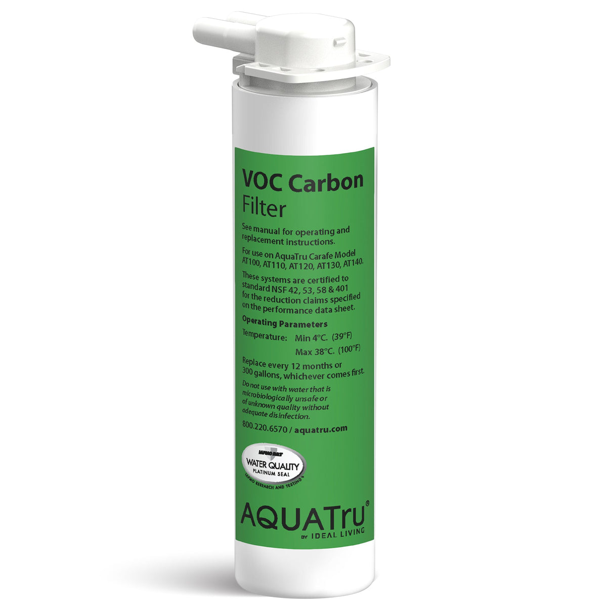 VOC Carbon Filter for AquaTru Carafe, designed to reduce contaminants in drinking water.