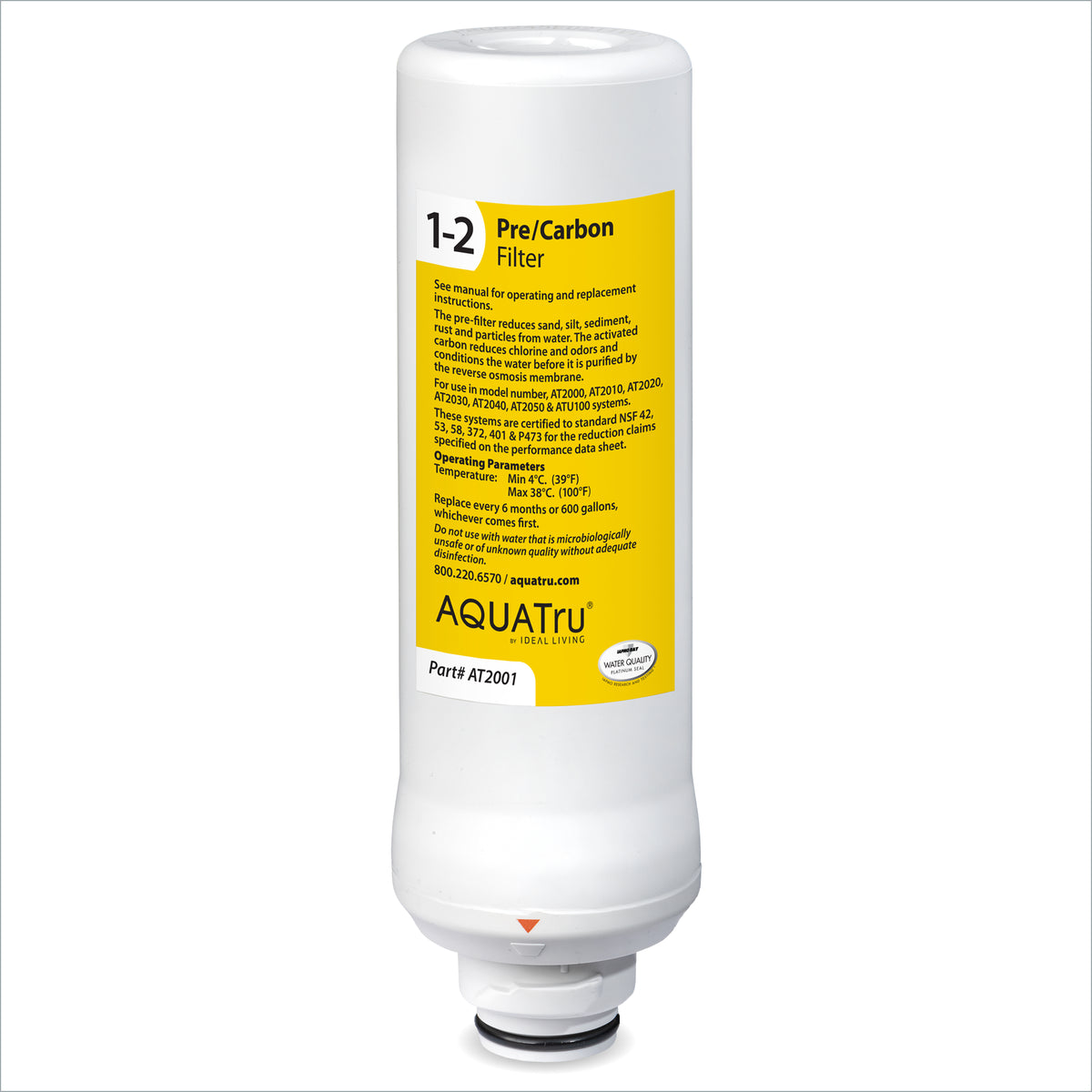 Classic Pre/Carbon Filter with yellow label for improved water filtration and replacement.