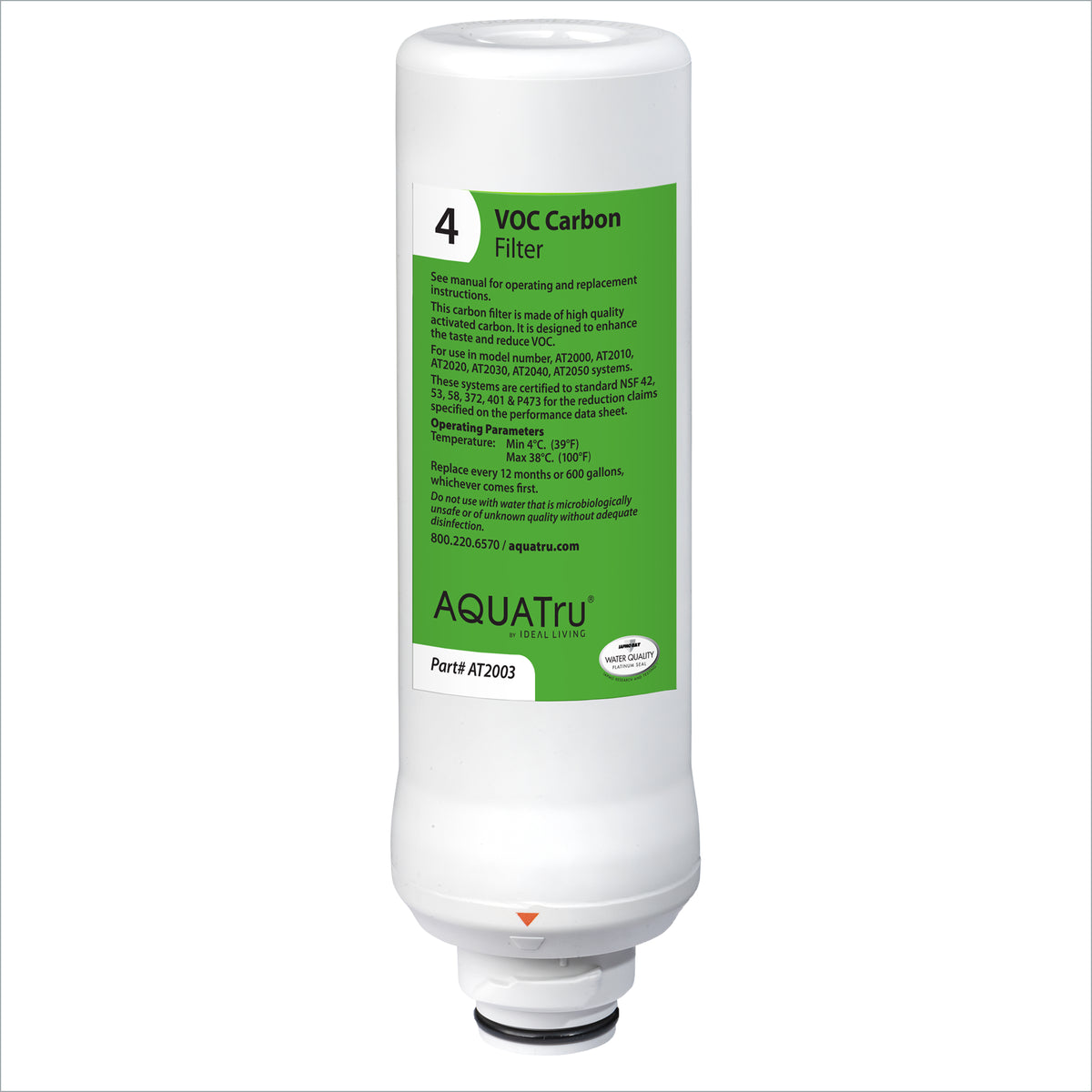 Classic VOC Carbon Filter with green label, designed for water purification systems.