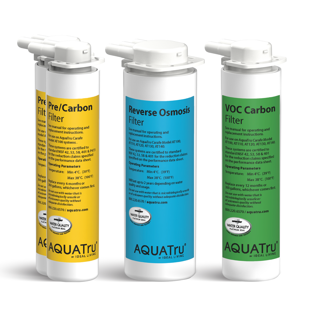 Carafe 1-Year Filter Pack with Pre/Carbon, Reverse Osmosis, and VOC Carbon Filters.
