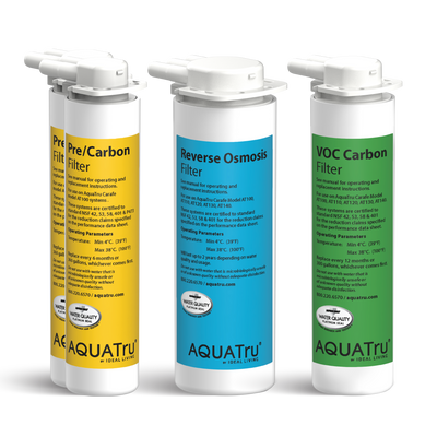 Carafe 1-Year Filter Pack with Pre/Carbon, Reverse Osmosis, and VOC Carbon Filters.