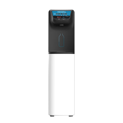 Freestanding Model 1 water dispenser with a sleek black and white design.