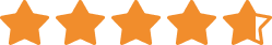Five orange stars with one star slightly lower, indicating a rating of 4.5 out of 5.