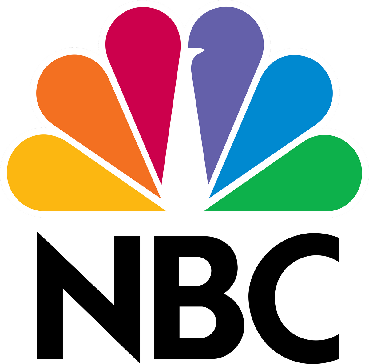 NBC logo with colorful fan shapes and black 'NBC' letters on a white background