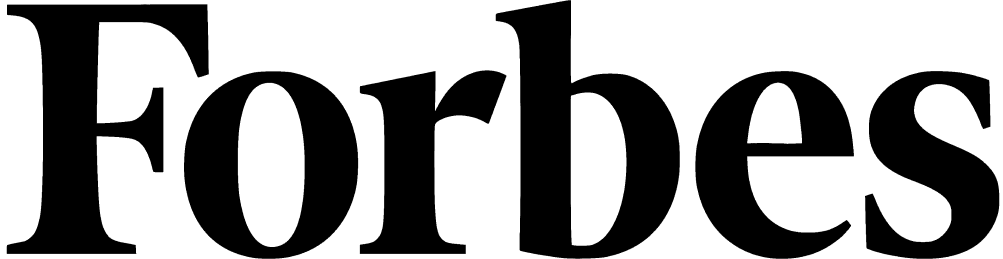 The word 'Forbes' in a black serif typeface on a solid black background.