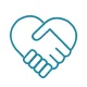 2 hands shaking in the form of a heart icon