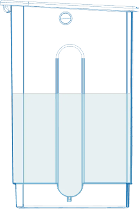 Water is pumped from the tap tank into the base.