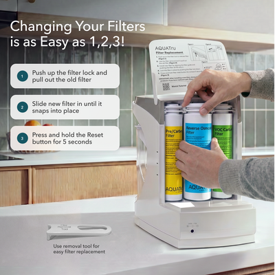 Carafe ONLY Two-Year Filter Combo Pack with easy filter replacement instructions and removal tool.