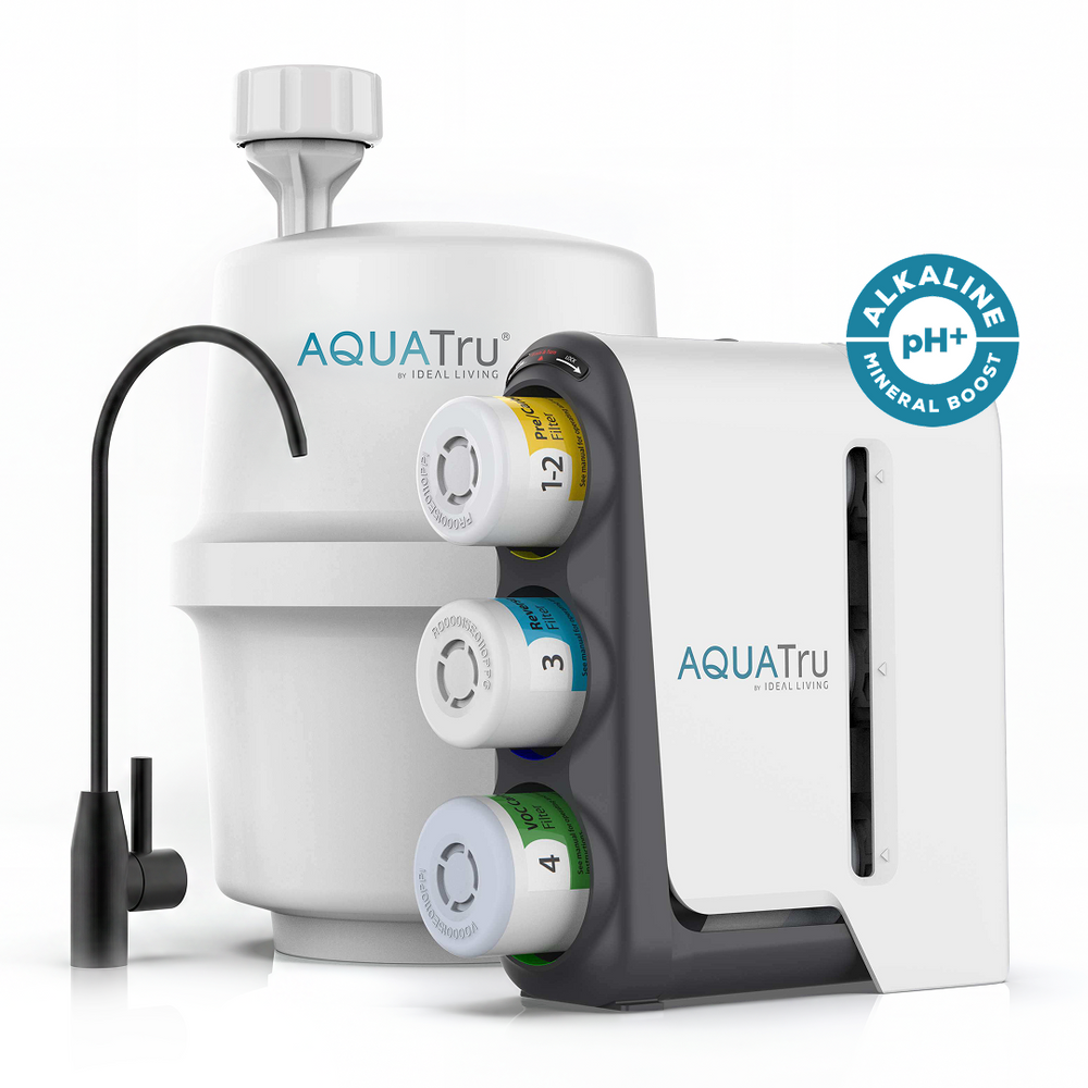 AquaTru Under Sink Gen 2 Alkaline water filtration system with a black color Faucet
