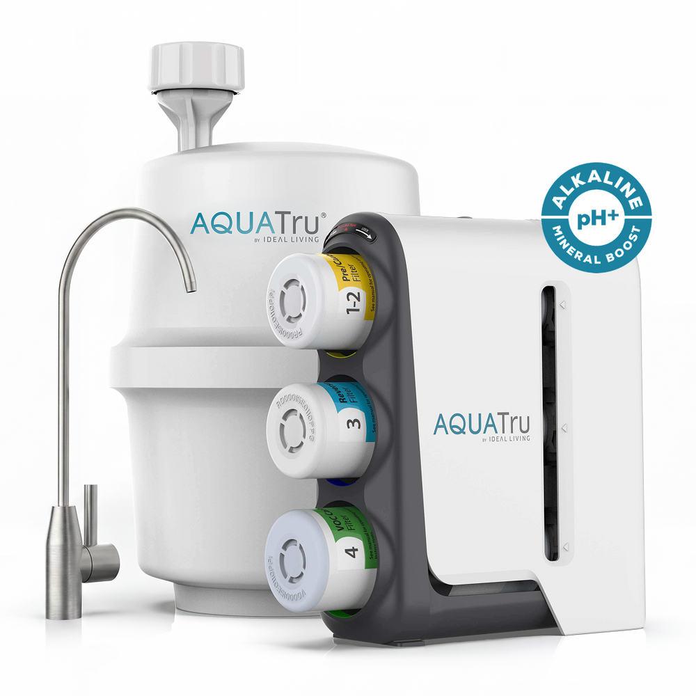 AquaTru Under Sink Gen 2 Alkaline water filtration system with a Chrome color Faucet