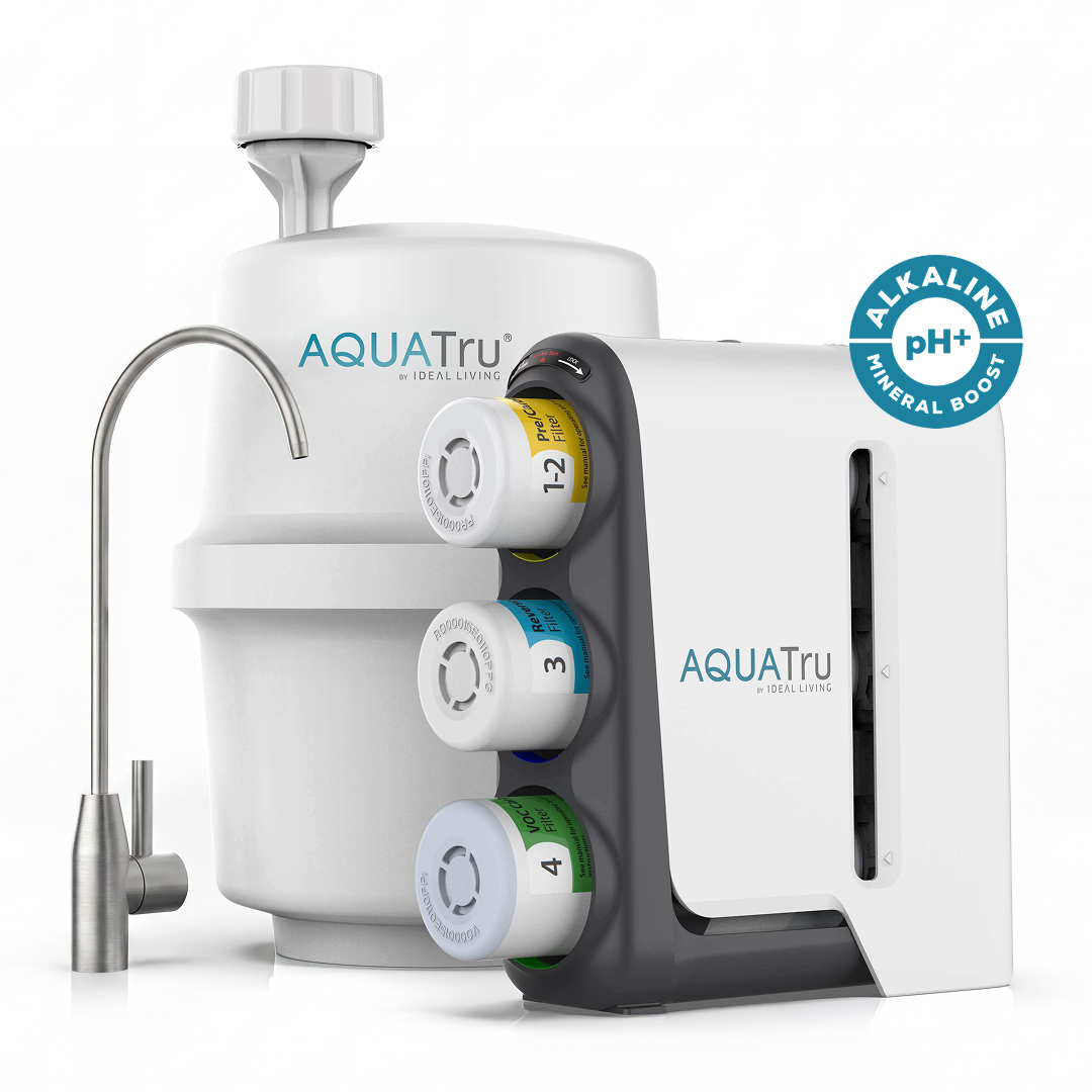 AquaTru Under Sink Gen 2 Alkaline water filtration system with a Chrome color Faucet