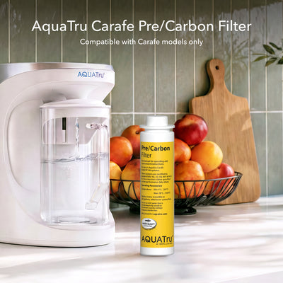 AquaTru Carafe Pre/Carbon Filter in yellow, compatible with Carafe models only.